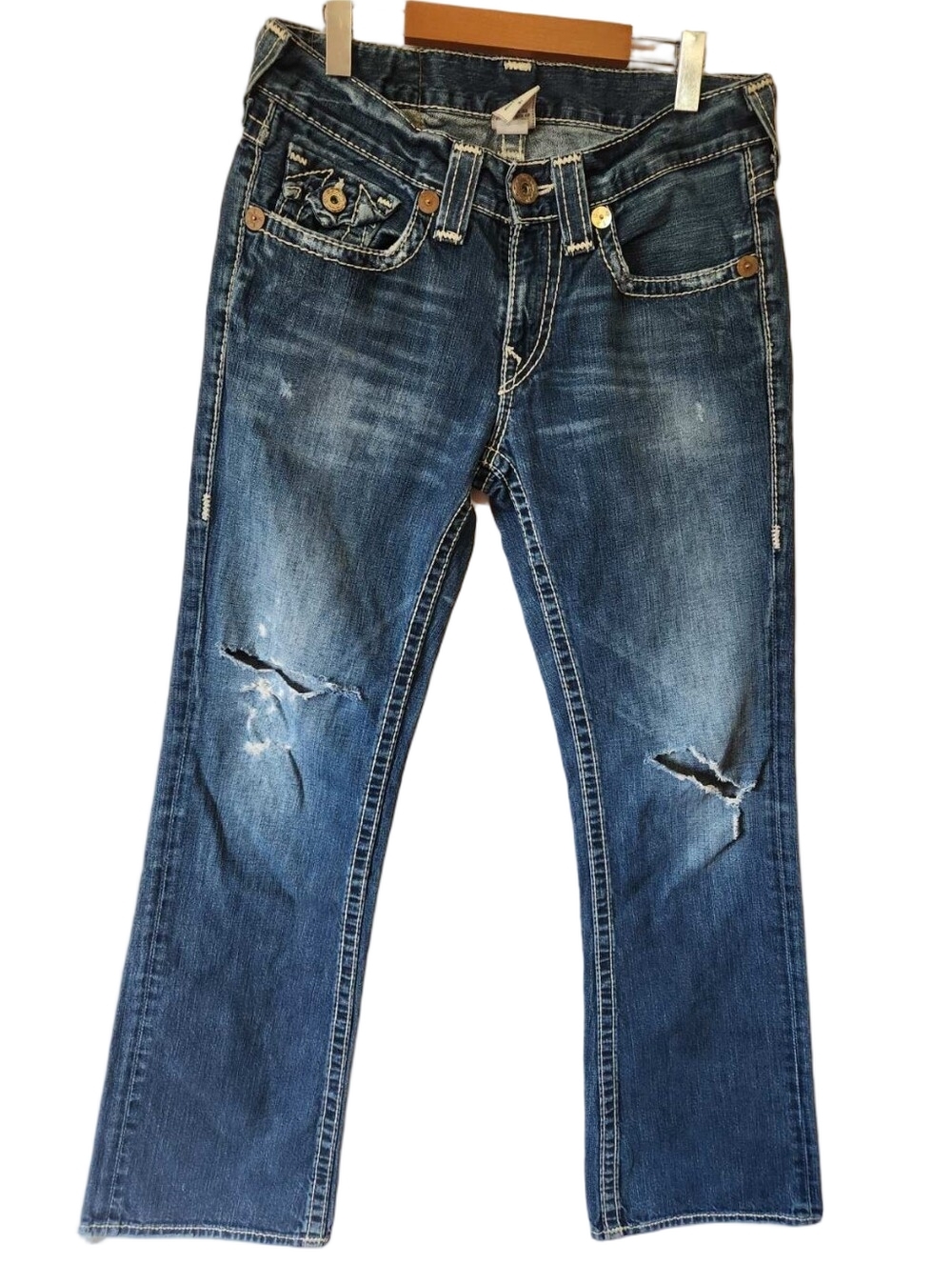 True Religion Billy Big T Distressed Bootcut Jeans 32x33